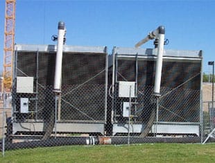 Cooling towers set up at a job site