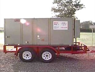 Package unit mounted on a trailer