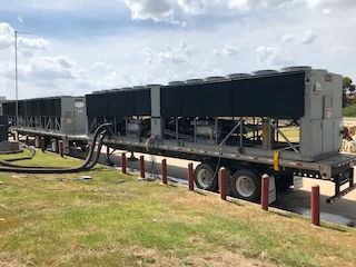 Chillers mounted on a flatbed trailer